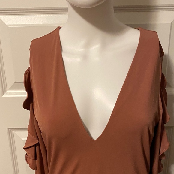 Express Rust V-Neck Dress - Picture 3 of 4